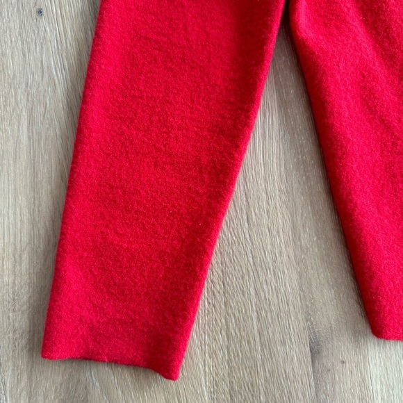 Chico’s Women’s Trimmed Traci Drape-front Cardigan Solid Red Wool Size 2 Sweater - Picture 8 of 12